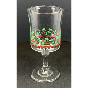 Christmas Arby Goblet Holly Berry Water Wine Glass Holiday 1985